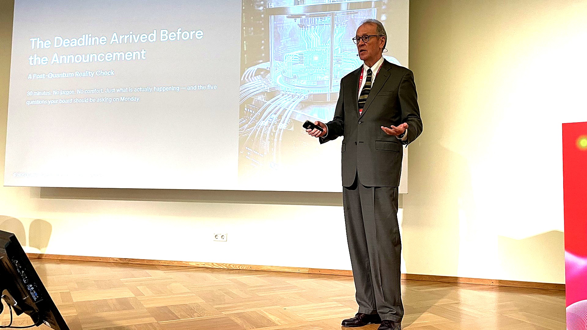 Bryant D Nielson presenting “The Deadline Arrived Before the Announcement” at the European Identity and Cloud Conference 2026